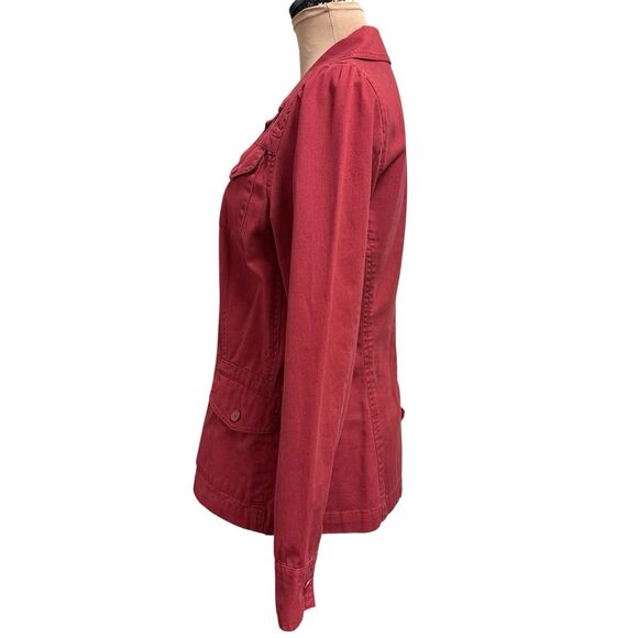 CAbi Jacket Women Size M Brick Red Cotton Long Sleeve Collar Button Front Boho - Picture 8 of 11
